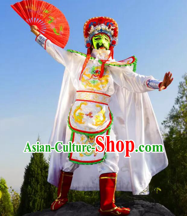 China Mask Change White Outfit Bian Lian Mask Changing Costumes Complete Set China Mask Change White Outfit Bian Lian Mask Changing Costumes Complete Set