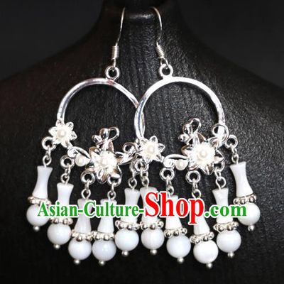 China Ancient Fairy Earrings Tang Dynasty Princess Eardrops Handmade Hanfu Ear Jewelries