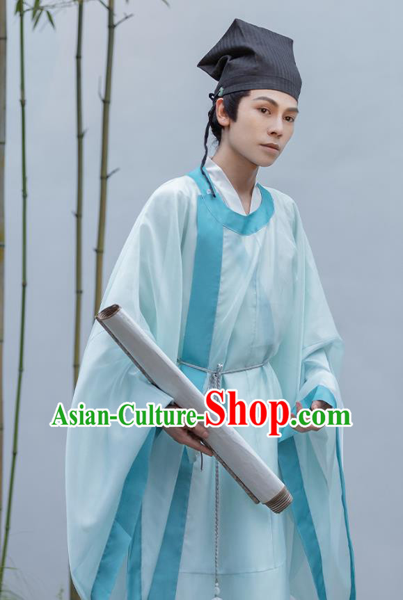 China Ancient Scholar Clothing Song Dynasty Young Man Costume Traditional Hanfu Round Collar Robe China Ancient Scholar Clothing Song Dynasty Young Man Costume Traditional Hanfu Round Collar Robe