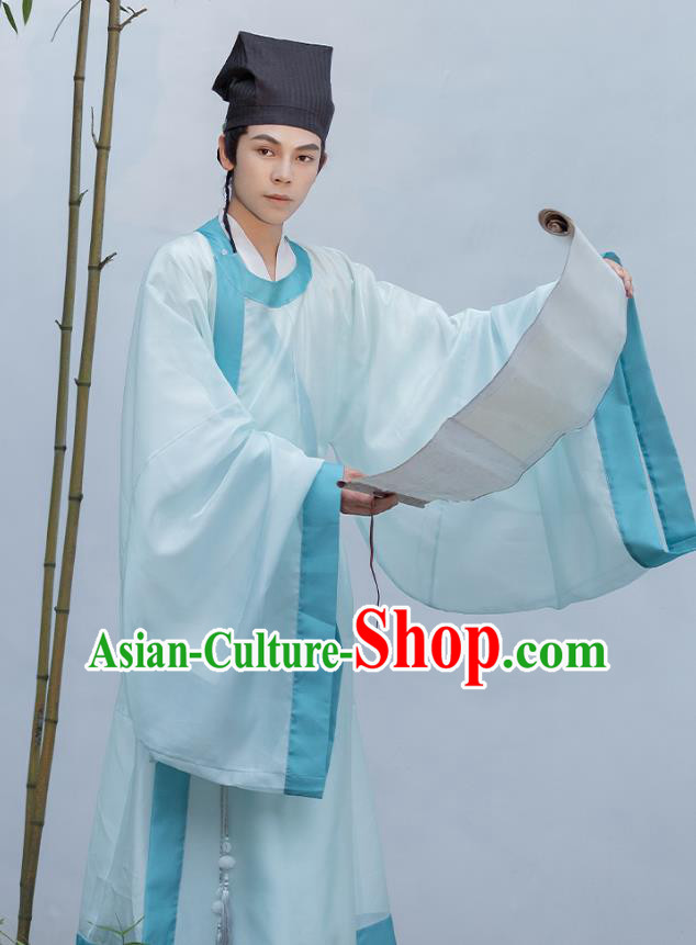 China Ancient Scholar Clothing Song Dynasty Young Man Costume Traditional Hanfu Round Collar Robe China Ancient Scholar Clothing Song Dynasty Young Man Costume Traditional Hanfu Round Collar Robe