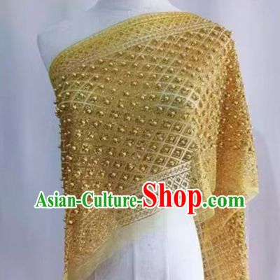 Thailand Traditional Costume Handmade Embroidered Beads Shawl Golden Mantilla