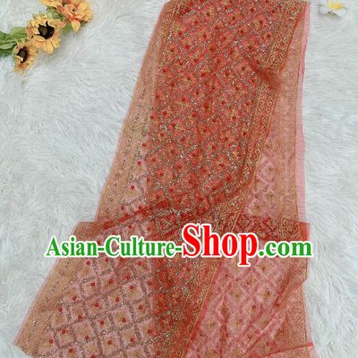Thailand Mantilla Traditional Costume Handmade Red Beads Shawl