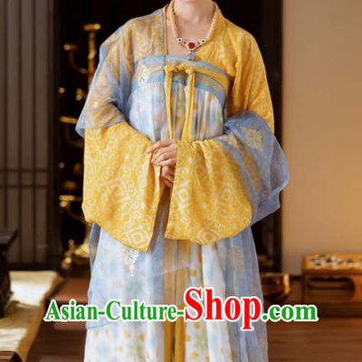China Ancient Noble Woman Clothing Traditional Hanfu Yellow Blouse and Ruqun Tang Dynasty Empress Chang Costumes