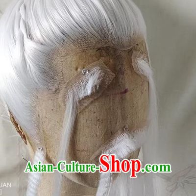 Wig Front Hand Hook Lace Pure White Beard Eyebrows Old Suit Bundle Hair Bun