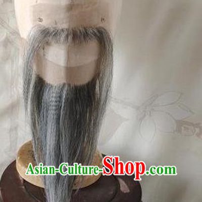 Ancient Costume Men Beard Mixed Color Gray And White Top Beard And Bottom Beard