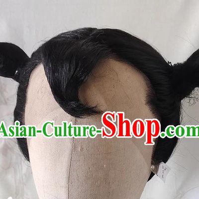 Wig Front Hand Hook Lace Anime Costume Reverse Three Point Men Style Nezha Double Buns