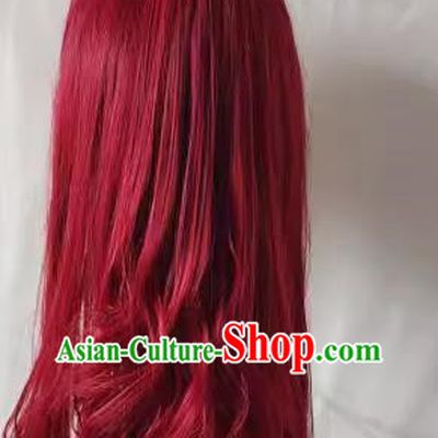 Front Lace Props Costumes For Men And Women Red Beauty Pointed Curly Hair With Hanfu Custom Long Hair Wig