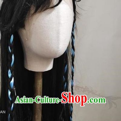 Front Hook Wig Front Lace Ribbon Exotic Costume Wig Curly Bangs