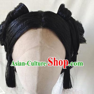 Women Wig With Front Hook Lace Mid Part Confucian Skirt And Hanfu Updo
