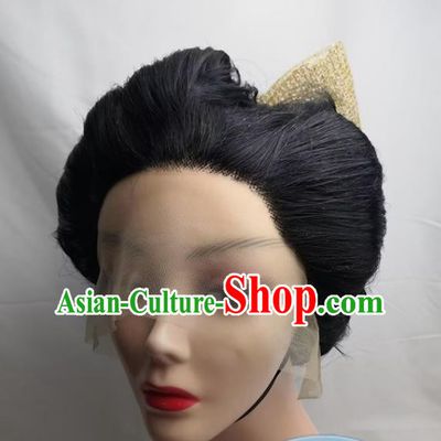 COS Japanese Geisha Lace Front COSPLAY Wig Black Updo