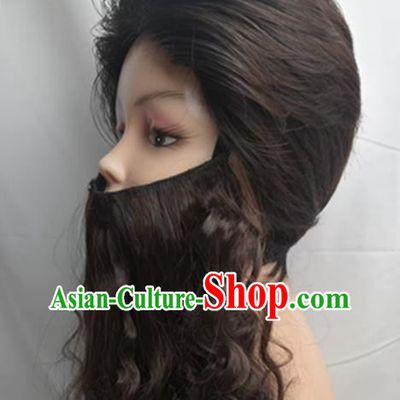 Engels COS Wig Brown Fake Hair Beard