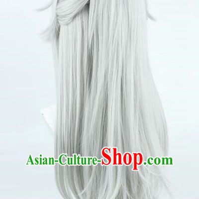 Honkai Impact: Star Dome Railway Jingyuan Cos Wig Silver White Tiger Mouth Clip