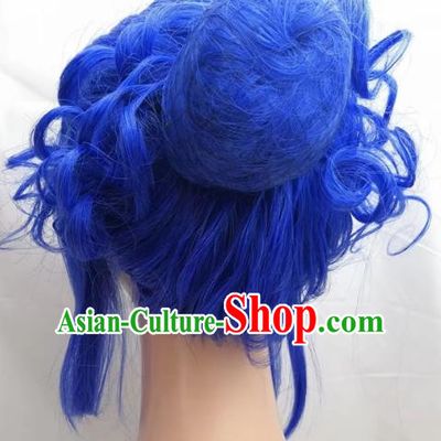 COSPLAY Wig Gemini Princess COS Lianyin Blue Roman Curly Wig Custom Made