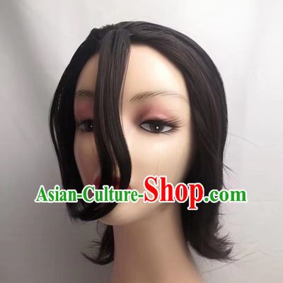 COS Wig Death Squadron 5 Captain Aizen Sosuke Cosplay Dark Brown Wig Set