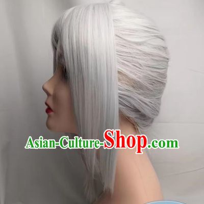 Wig COSPLAY Silver Partial Ponytail Fire Emblem Edelgard Anime Fake Hair