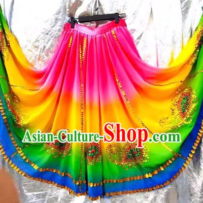 Full-color Chinese Xinjiang dance Uyghur Maixi Laipu stage square dance ethnic characteristics pure handmade sequined skirt with large swing