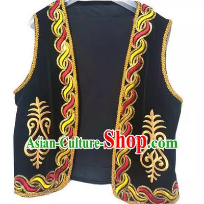 Black China Xinjiang dance costume men vest