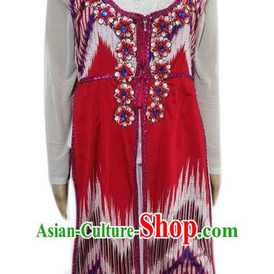 Red China Xinjiang Dance Costume Adelaide Heavy Industry Long Hot Diamond Vest