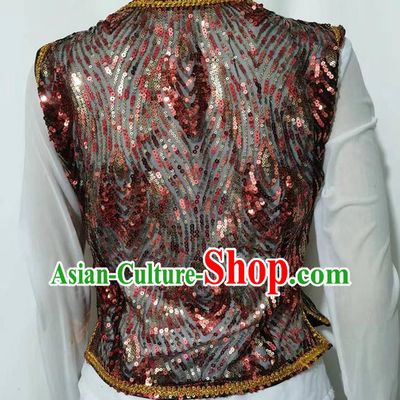 China Xinjiang dance costume Uyghur short embroidered sequined vest stage performance practice vest