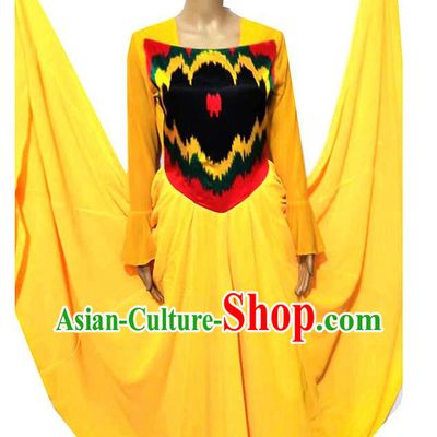 Yellow Chinese Xinjiang Uyghur costume inlaid Adelaide swing dress