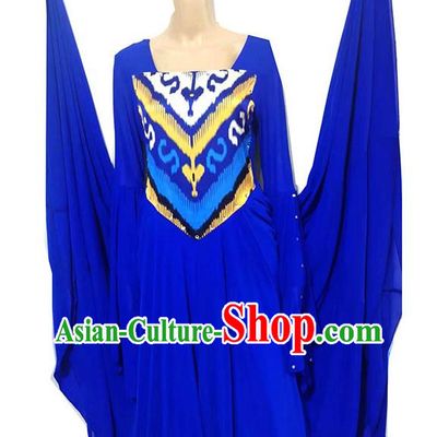 Sapphire blue Chinese Xinjiang Uyghur costume inlaid Adelaide swing dress