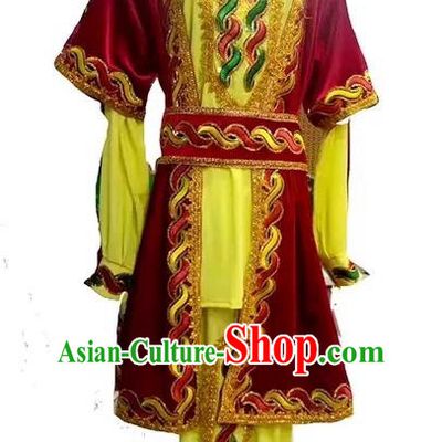 Red China Xinjiang Dance Maixi Laipu Stage Performance Dance Suit Men Dance Costume