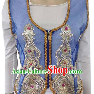 Sapphire China Xinjiang Dance Sari See-through Heavy Industry Inlaid Gemstone New Short Vest
