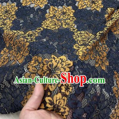 Top Hollowed Out Golden Flower Pattern Lace Material Composite Cloth Cheongsam Black Lace Fabric
