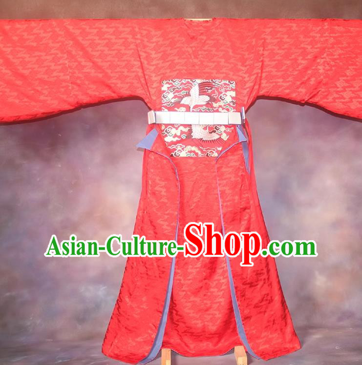 China Traditional Hanfu Wedding Robe Ming Dynasty Official Buzi Costume Ancient Young Man Clothing