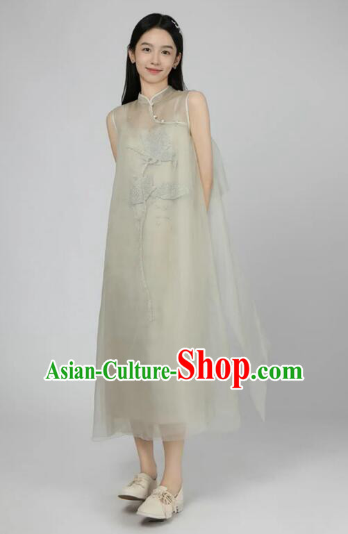Top Qipao China Classical Dress Embroidered Light Green Cheongsam Top Qipao China Classical Dress Embroidered Light Green Cheongsam