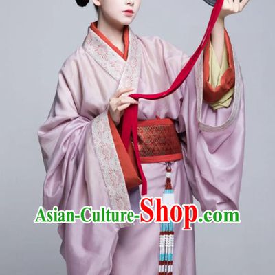 China Traditional Hanfu Pink Dresses Warring States Period Noble Woman Clothing Ancient Palace Empress Replica Costumes