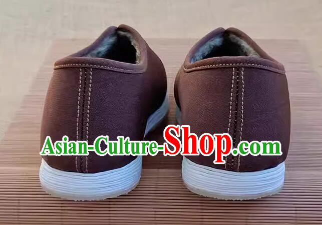 China Old Beijing Cloth Shoes Handmade Brown Winter Shoes China Old Beijing Cloth Shoes Handmade Brown Winter Shoes