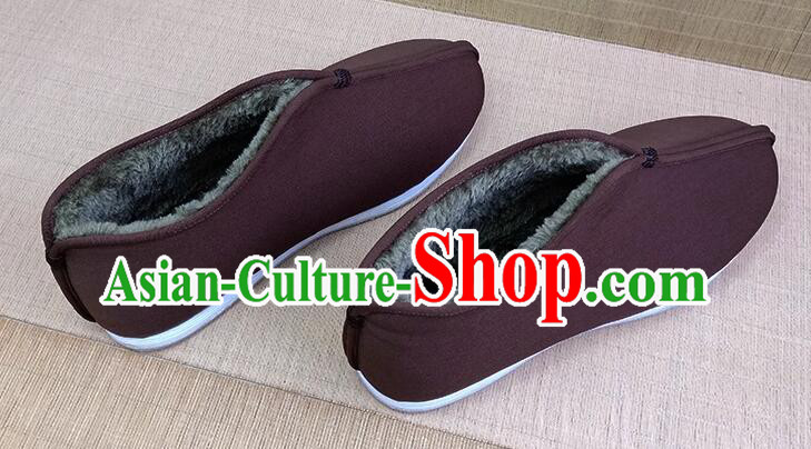 Handmade Brown Winter Boots China Old Beijing Cloth Shoes Handmade Brown Winter Boots China Old Beijing Cloth Shoes