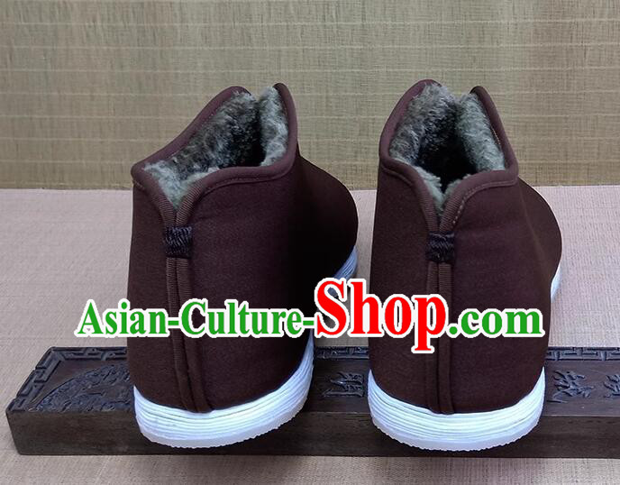 Handmade Brown Winter Boots China Old Beijing Cloth Shoes Handmade Brown Winter Boots China Old Beijing Cloth Shoes