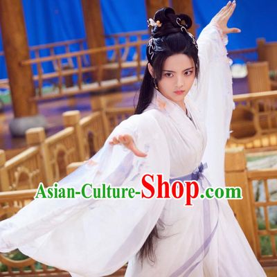 Ancient Chinese Goddess White Dress Clothing Xian Xia Drama Chong Zi Costumes