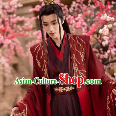Ancient Chinese Swordsman Red Clothing Xian Xia Drama Chong Zi Demon King Wan Jie Wedding Costumes