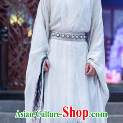 China Ancient Warrior White Outfit TV Series Chong Zi Demon Master Mu Yu Clothing