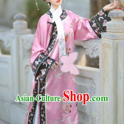 Chinese Qing Dynasty Princess Clothing Court Style Pink Dress Ancient Empress Costume