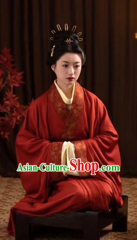 Chinese Ancient Beauty Costumes Classical Dance Red Dress Han Dynasty Curving Front Robe Chinese Ancient Beauty Costumes Classical Dance Red Dress Han Dynasty Curving Front Robe