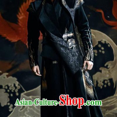 Chinese Traditional Hanfu TV Series Love Between Fairy and Devil Dong Fang Qing Cang Clothing Ancient Swordsman Black Costumes