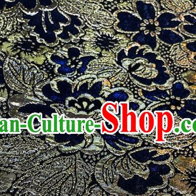 Chinese Traditional Peony Pattern Design Royal Blue Silk Fabric Qipao Fabric Asian Jacquard Cloth