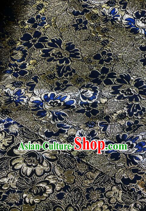Chinese Traditional Peony Pattern Design Royal Blue Silk Fabric Qipao Fabric Asian Jacquard Cloth Chinese Traditional Peony Pattern Design Royal Blue Silk Fabric Qipao Fabric Asian Jacquard Cloth