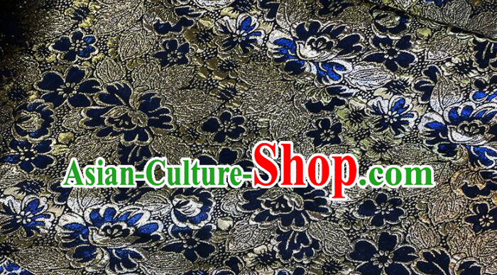 Chinese Traditional Peony Pattern Design Royal Blue Silk Fabric Qipao Fabric Asian Jacquard Cloth Chinese Traditional Peony Pattern Design Royal Blue Silk Fabric Qipao Fabric Asian Jacquard Cloth