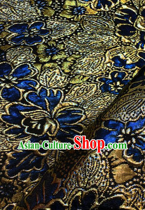 Chinese Traditional Peony Pattern Design Royal Blue Silk Fabric Qipao Fabric Asian Jacquard Cloth Chinese Traditional Peony Pattern Design Royal Blue Silk Fabric Qipao Fabric Asian Jacquard Cloth
