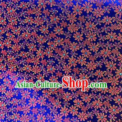 Asian Jacquard Cloth Chinese Traditional Daisy Pattern Design Royal Blue Silk Fabric Qipao Fabric