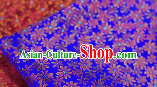 Asian Jacquard Cloth Chinese Traditional Daisy Pattern Design Royal Blue Silk Fabric Qipao Fabric Asian Jacquard Cloth Chinese Traditional Daisy Pattern Design Royal Blue Silk Fabric Qipao Fabric