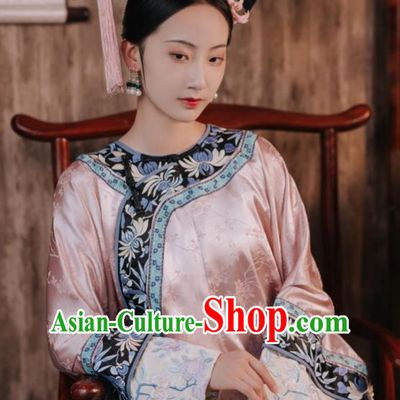 Chinese Qing Dynasty Princess Garment Costumes Ancient Empress Pink Dress Court Woman Clothing