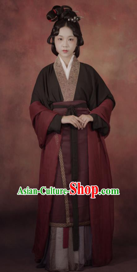 Chinese Traditional Hanfu Garment Costumes Song Dynasty Noble Woman Clothing Ancient Young Mistress Dresses Chinese Traditional Hanfu Garment Costumes Song Dynasty Noble Woman Clothing Ancient Young Mistress Dresses