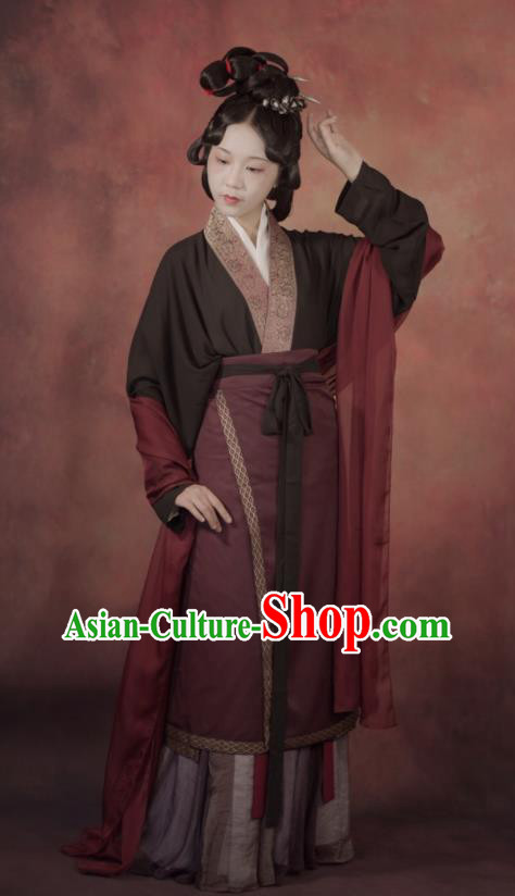 Chinese Traditional Hanfu Garment Costumes Song Dynasty Noble Woman Clothing Ancient Young Mistress Dresses Chinese Traditional Hanfu Garment Costumes Song Dynasty Noble Woman Clothing Ancient Young Mistress Dresses