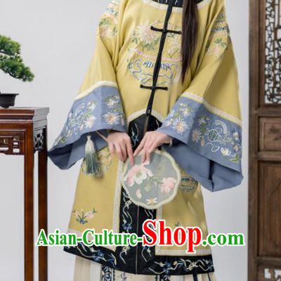 Chinese Traditional Garment Costumes Qing Dynasty Commoner Woman Clothing Ancient Young Lady Dresses